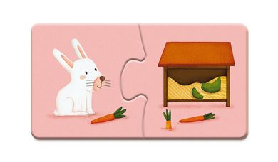 Zwierzęta i ich domki, dwuczęściowe puzzle, 20 elementów