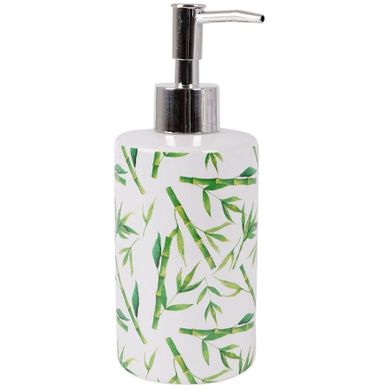 Bathroom Solutions, zestaw łazienkowy ceramiczny, biały dekor bambus, 4 elementy