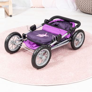 Bayer Design, Trendy, głęboki wózek dla lalek z torbą, fioletowy z wróżką