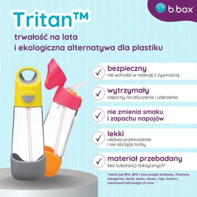 B.Box, zestaw: mini lunchbox + butelka tritanowa ze słomką, 450 ml, Emerald Forest