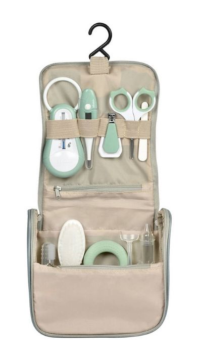 Beaba, kosmetyczka z akcesoriami do pielęgnacji niemowląt, sage green