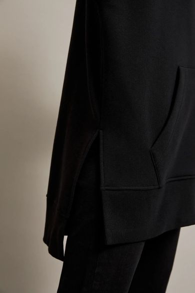 Bluza damska z kapturem, rozpinana, czarna, Moodo