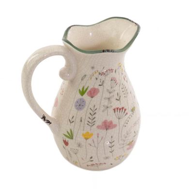 Boltze Home, wazon ceramiczny typu dzbanek, Florina, biały, wys. 18 cm