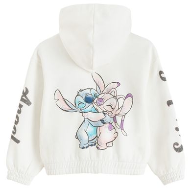 Cool Club, Bluza dziewczęca z kapturem, rozpinana, crop top, biała, Lilo i Stitch