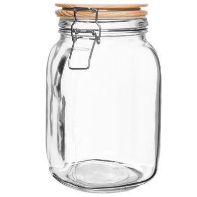 Excellent Houseware, słoik szklany z uszczelką drewnianą, 1.5 l