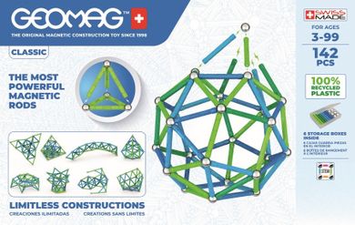 Geomag, Classic Recycled, konstrukcyjne klocki magnetyczne, 142 elementów