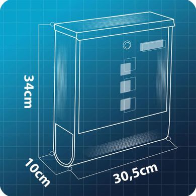 Humberg, skrzynka na listy, antracyt, 34-30,5-10 cm, HM-861
