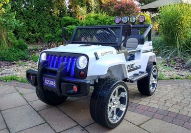 Lean Toys, Samochód Jeep, pojazd na akumulator, biały