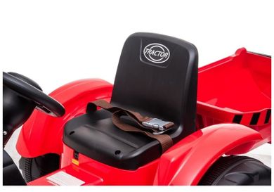 Lean Toys, Traktor, pojazd na akumulator z przyczepą, czerwony