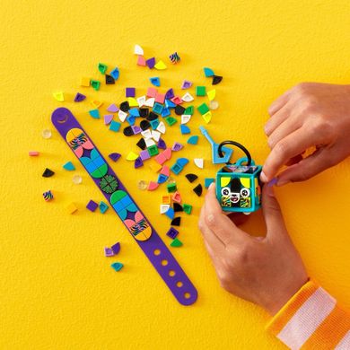 LEGO DOTS, Neonowy tygrys - bransoletka i zawieszka na torbę, 41945
