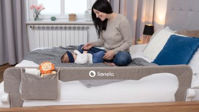 Lionelo, Eva, barierka ochronna do łóżka, Grey Melange