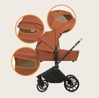 Lionelo, Mika Plus, wózek wielofunkcyjny, 3w1, Brown Rust