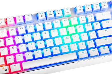 Modecom, Volcano Lanparty, Pudding Edition, klawiatura mechaniczna, biała RGB, niebieski przełącznik