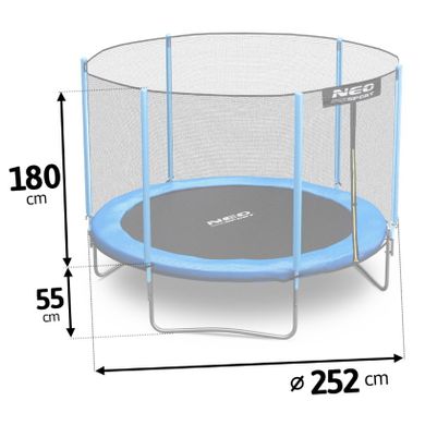 Neo-Sport, trampolina ogrodowa z siatką zewnętrzną, 252 cm