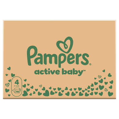 Pampers, Active Baby, pieluchy jednorazowe, rozmiar 4, 9-14 kg, 180 szt.