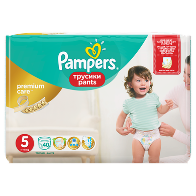Pampers, Premium Care Pants, pieluchomajtki, rozmiar 5, Junior, 40 szt.
