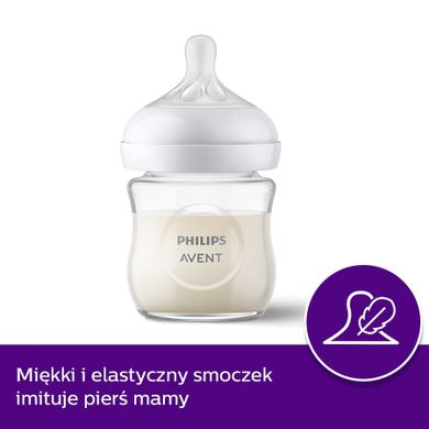 Philips Avent, Responsywne Butelki Natural, szklana butelka, 120 ml