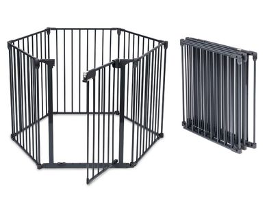 Ricokids, kojec dla dzieci, metalowy, 6-paneli, czarny