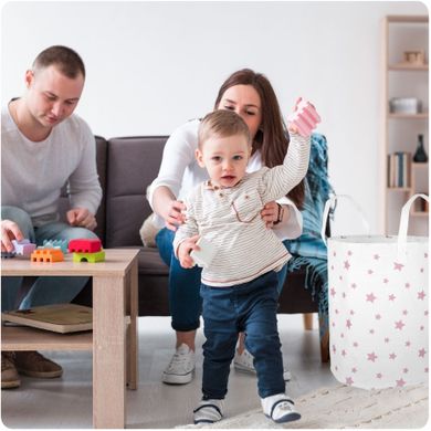 Ricokids, kosz na zabawki, biało-różowy, 35-60 cm