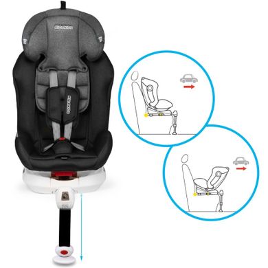Ricokids, Stigo, fotelik samochodowy z daszkiem, obrotowy 360°, 0-36 kg, szary