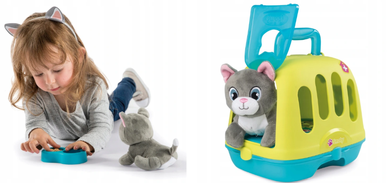 Smoby, miauczący kot interaktywny + kontener 2w1