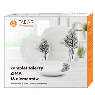Tadar, Wstęga, zestaw obiadowy, kwadratowy, 18 elementów