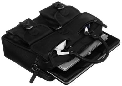 Torba na laptopa, czarna, skórzana, Cedar