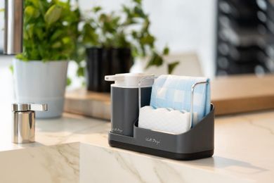 Vialli Design, Livio Duo, organizer kuchenny z dozownikiem na płyn, szary