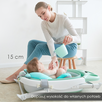 Wanienka składana do kąpieli z poduszką, zielona