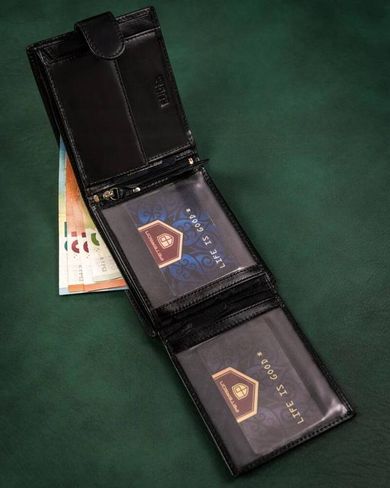 Zestaw prezentowy: Portfel, Brelok, czarny, skórzany, Peterson