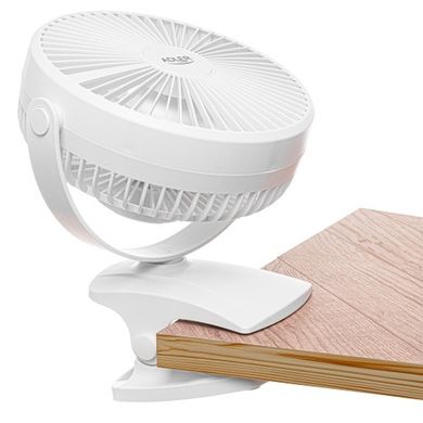 Adler, wentylator biurkowy z klipsem, akumulatorowy, biały, 15,5 cm, 360° obrót, USB-C
