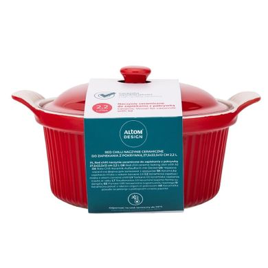 Altom Design, Red Chilli, naczynie ceramiczne do zapiekania z pokrywką, 27,5-22,5-12 cm, 2,2l