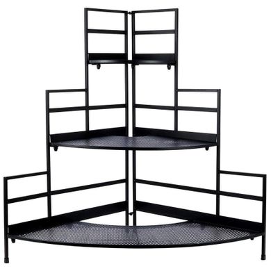 Ambiance, kwietnik narożny, 3-poziomowy, metalowy, czarny, 84 cm