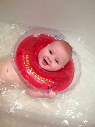 Baby Swimmer, dmuchany kołnierz do pływania z grzechotką, okrągły, 6-36 kg
