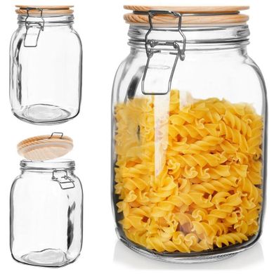Excellent Houseware, słoik szklany z uszczelką drewnianą, 1.5 l