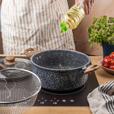 Kinghoff, garnek marmurowy z koszem do smażenia, 4l, kh-1985