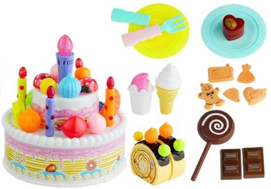 Lean Toys, tort urodzinowy, zestaw z akcesoriami