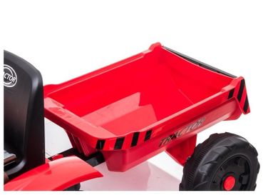 Lean Toys, Traktor, pojazd na akumulator z przyczepą, czerwony