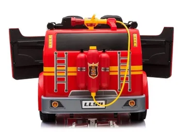Lean Toys, wóz strażacki, pojazd na akumulator, czerwony, LL911