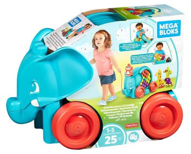 Mega Bloks, Spacerowy słonik, pojazd z klockami, 25 elementów