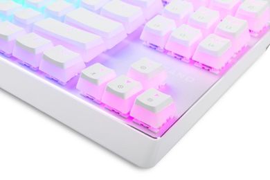 Modecom, Volcano Lanparty, Pudding Edition, klawiatura mechaniczna, biała RGB, niebieski przełącznik