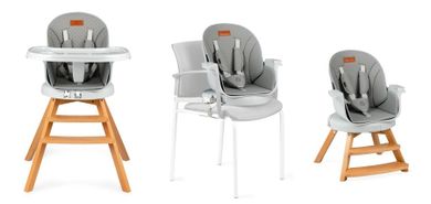 Momi, Woodi, krzesełko do karmienia, 3w1, szare