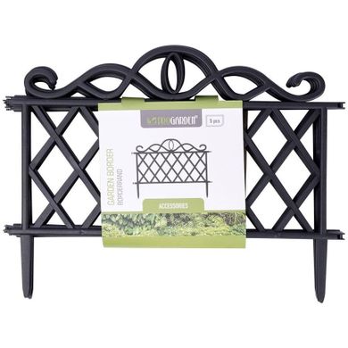 ProGarden, płotek ogrodowy, czarny, 5 elementów, 48-27 cm
