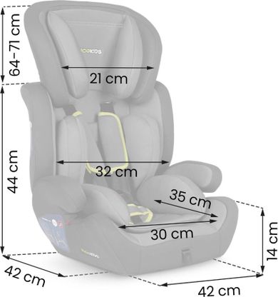 Ricokids, Massi, fotelik samochodowy, 9-36 kg, szary
