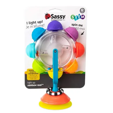 Sassy, świecący kołowrotek, zabawka sensoryczna, tęcza, 6m+