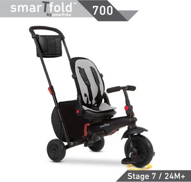 Smart Trike, Folding Trike 700 8w1, składany rowerek z funkcją spacerówki, czarny