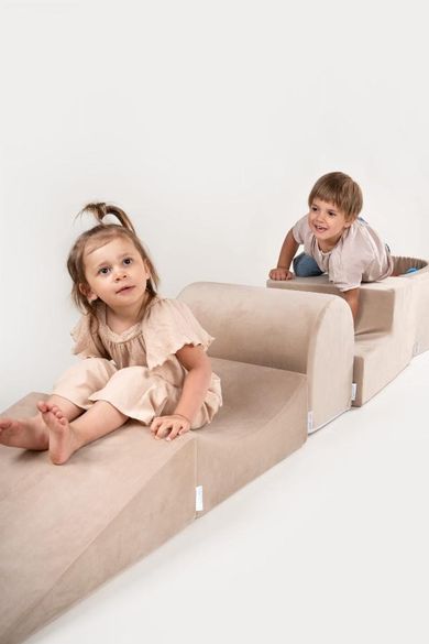 Tupti.wood, zestaw: piankowy plac zabaw + mały basen, beżowy + 80 piłek, kolorowe