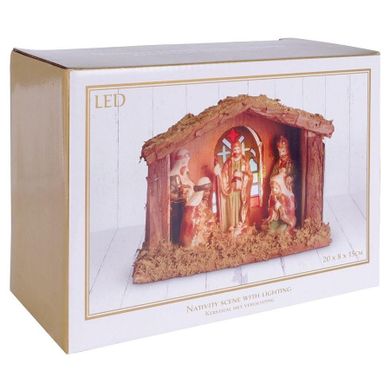 Vilde, szopka bożonarodzeniowa, 6 figurek oświetlenie led, 20-8-15 cm