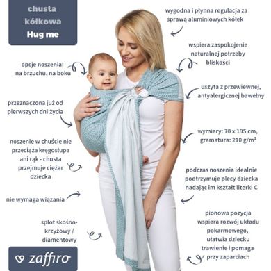 Zaffiro, Hug Me Eco, chusta tkana, paski seledynowe