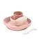 Beaba, komplet naczyń z silikonu z przyssawką, cotton candy